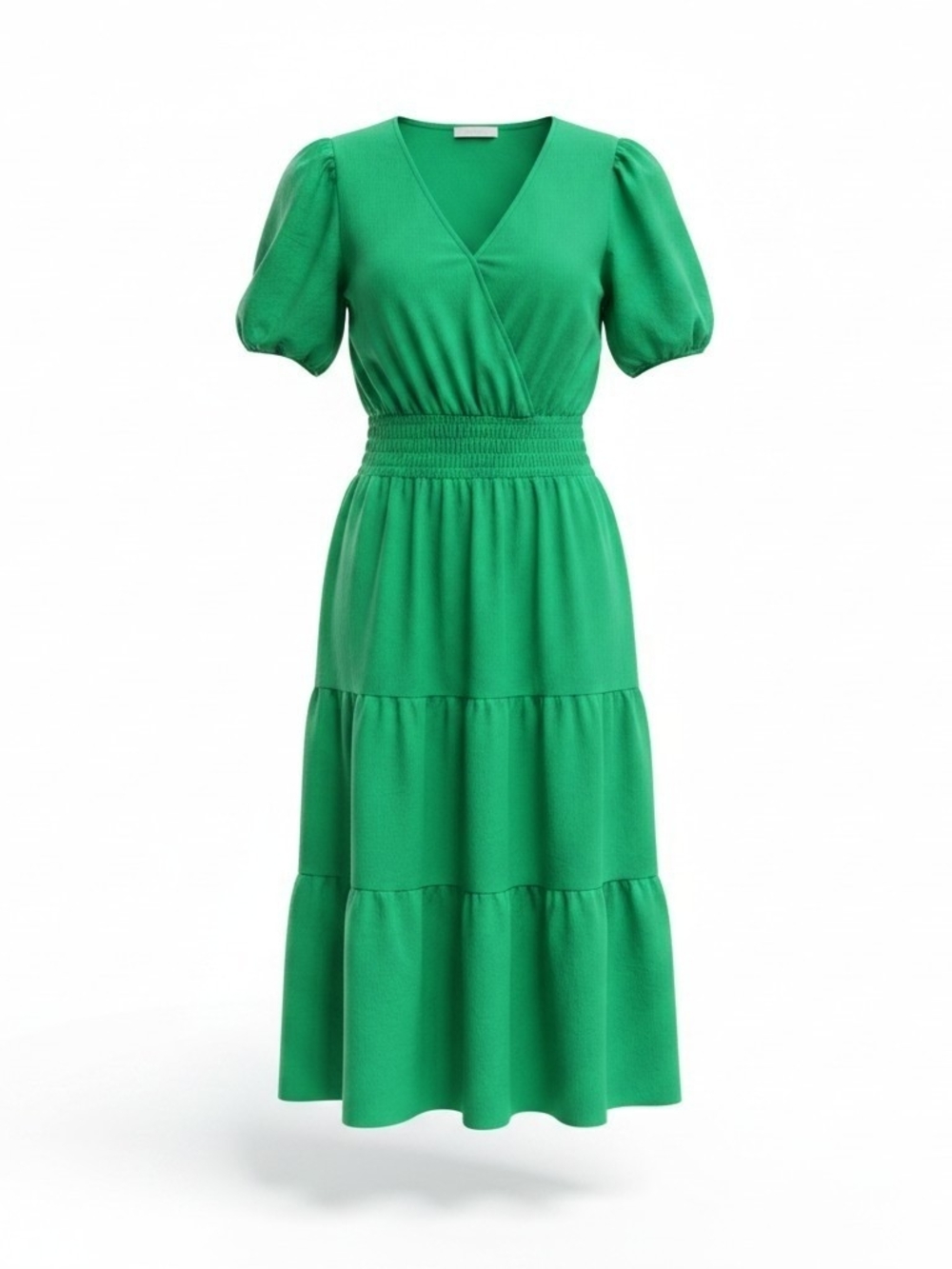 THML Emerald Green V-Neck Tiered Maxi Dress